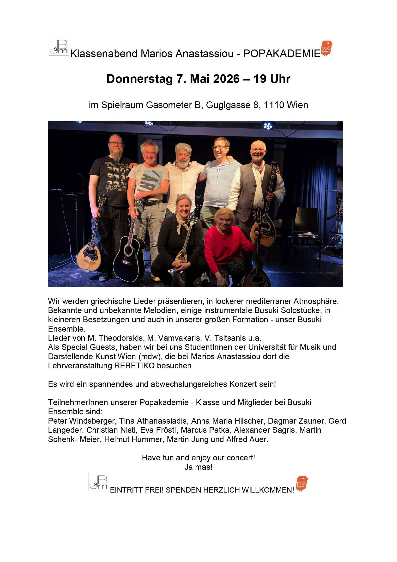 Klassenabend Busuki / Klasse Marios Anastassiou